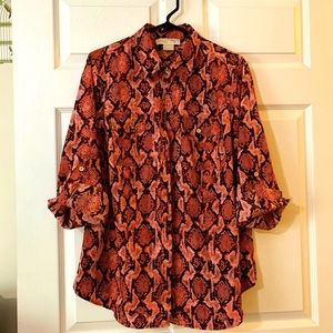 🪱MICHAEL Michael Kors Silky Snakeskin Button Down Shirt
